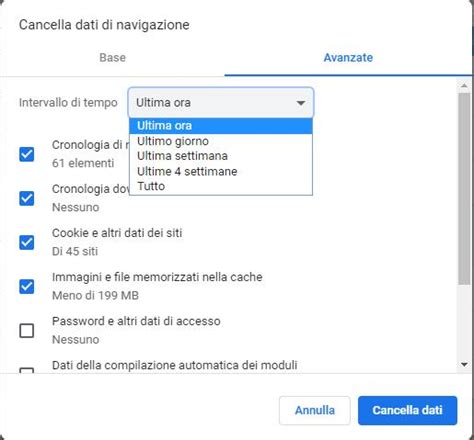 Cancellare La Cronologia Dati Di Navigazione Cookie Di Google Chrome