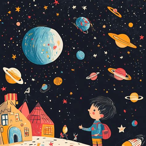 Space Childs Dream Premium Ai Generated Image