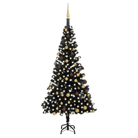 Vidaxl Kunstkerstboom Met Verlichting En Kerstballen Cm Pvc Zwart