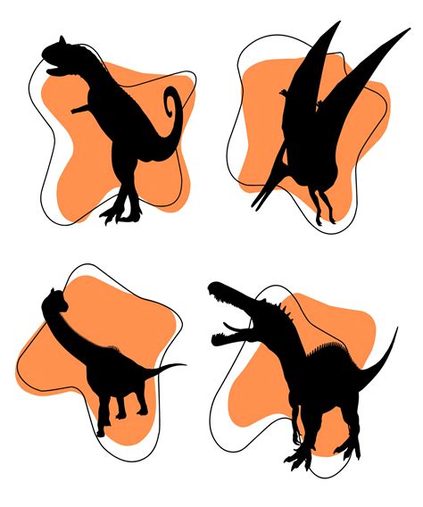 Dinosaur Silhouettes Set Vector 34951926 Vector Art At Vecteezy