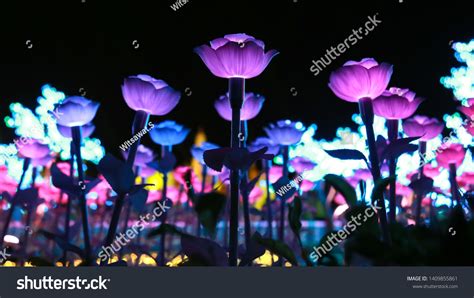 Flowers Made Led Bulbs Garden Night Stock Photo 1409855861 Shutterstock