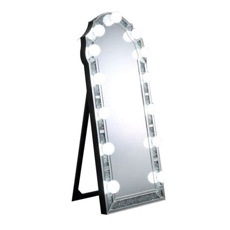 Benjara Noe Inch Full Body Floor Mirror Broadway Style Led Silver