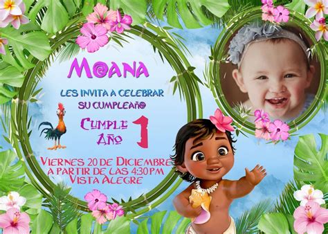 Tarjeta De Invitaci N Digital Moana Bebe Con Foto Personaliz