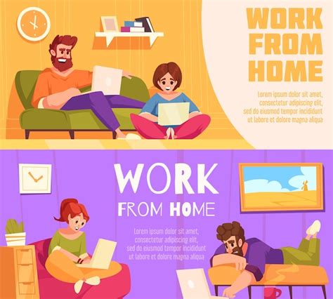 Premium Vector Work From Home Banner Set