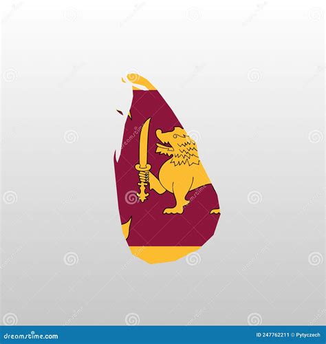 Sri Lanka National Flag In Country Map Silhouette Stock Vector