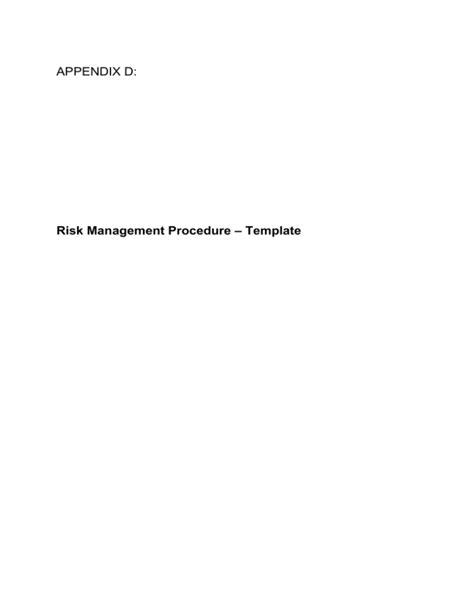 APPENDIX D Template Risk Management Procedure