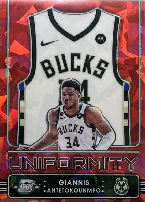 Giannis Antetokounmpo 2022 Contenders Optic 8 Uniformity Red Cracked