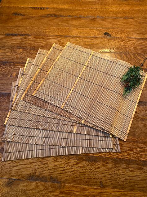 Vintage Woven Bamboo Placemats Set Of 6 Etsy