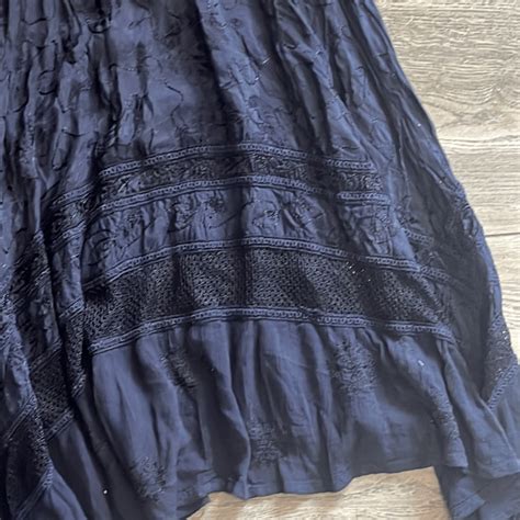 Coldwater Creek Navy Blue Handkerchief Hem Long Skirt 2X EBay