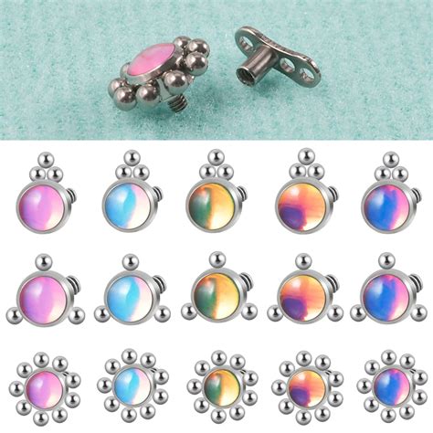 1PC Stainless Steel Dermal Anchor Flash Gem Micro Dermal Anchor Flower