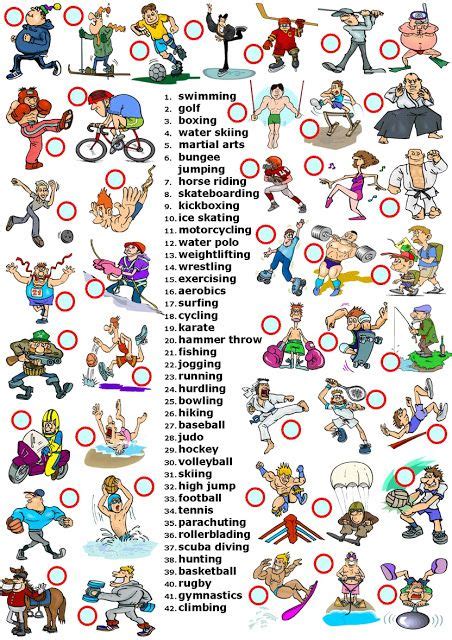 Sports Vocabulary Matching Exercise Worksheet 1 Artofit