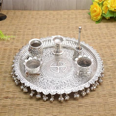 Decorative Pooja Thali Set Metal Pooja Thali Set For Home