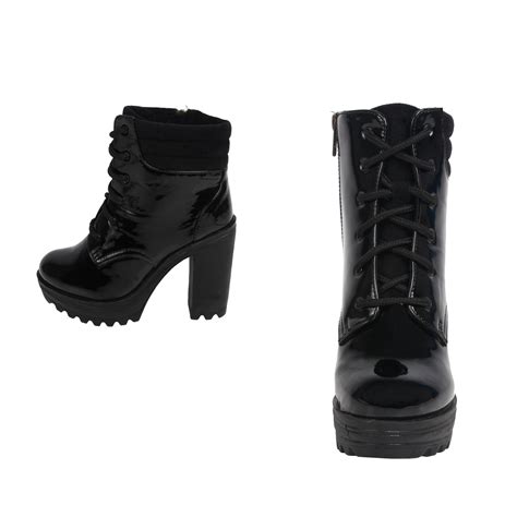 Buy Catwalk Black Patent Combat Boots Online