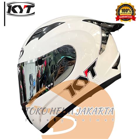 Jual Helm Kyt R Solid White Glossy Paket Ganteng Leopard Redbulll