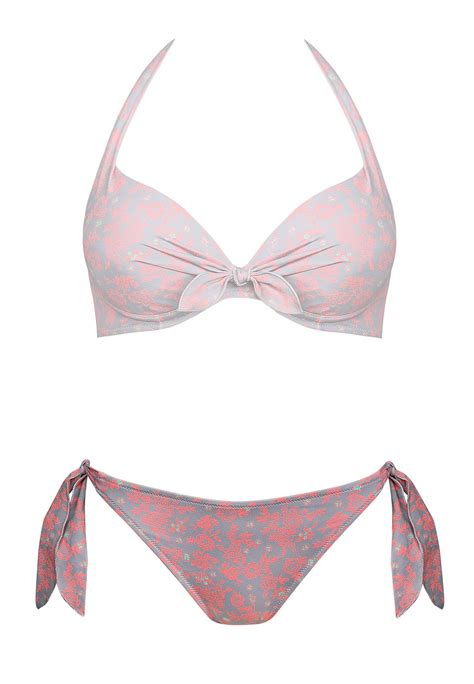 Góra od bikini wiązana na szyi w neonowy print push up FG11 829 Sklep