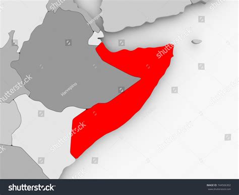 Somalia Red On Grey Political Map ภาพประกอบสตอก 744506302 Shutterstock