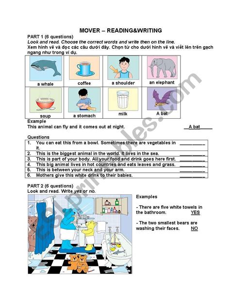 Cambridge Mover Test Esl Worksheet By Hoangchinhbh