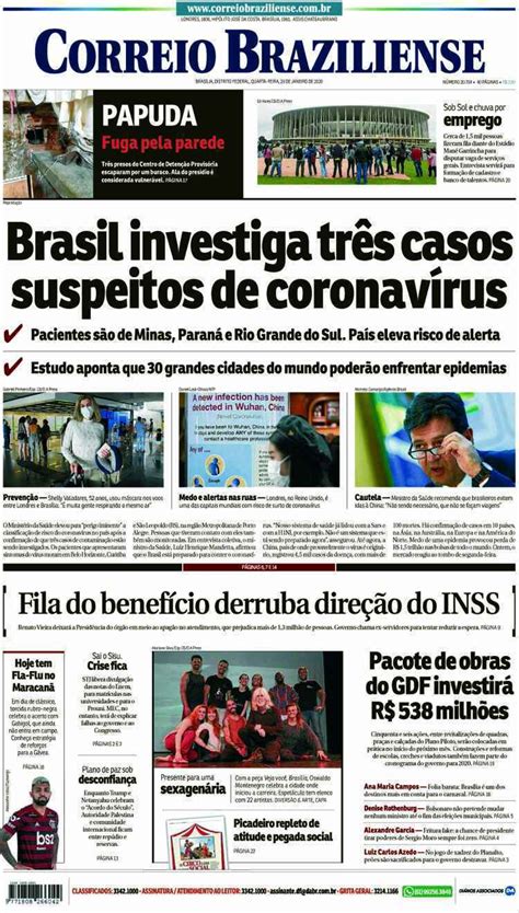 Confira A Capa Do Jornal Correio Braziliense Do Dia 29 01 2020