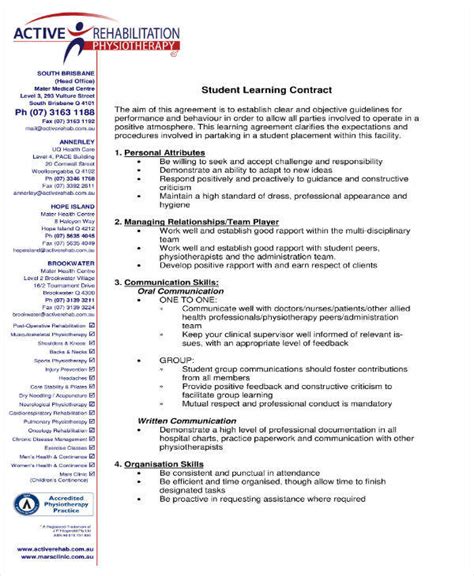 Student Learning Contract Templates Pdf Word Google Docs Free