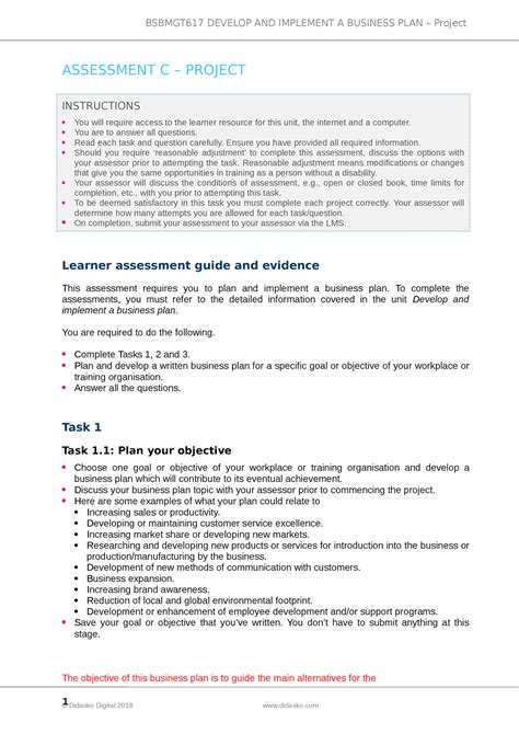 Bsbmgt Assessment C Project V Assessment C Project