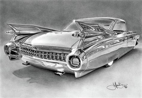 1959 Cadillac Drawing Drawing By John Harding Fine Art America