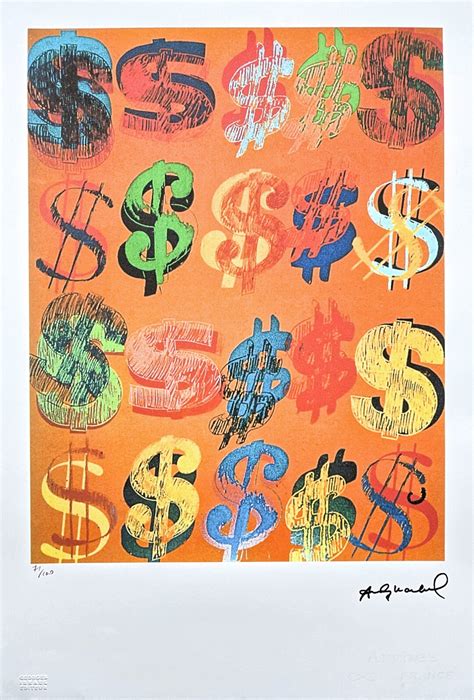 Andy Warhol Dollar Sign Signed Certificate Coa Limited Edition