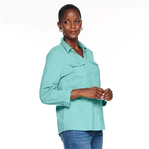 Womens Croft And Barrow® Soft Roll Tab Shirt