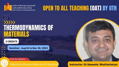 Iithoat Iithyderabad Intro Thermodynamics Of Materials By Dr