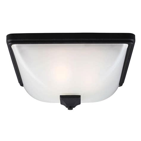 Sea Gull Lighting Irving Park 3 Light Outdoor Black Fluorescent Ceiling Flushmount With Satin