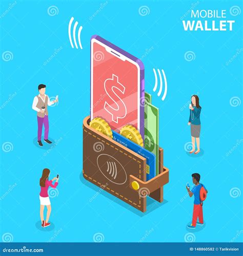 Isometric Flat Vector Concept Of Digital Mobile Wallet Online Banking