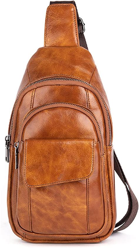 FANDARE Brusttasche Leder Sling Bag Herren Damen Schultertasche