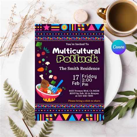 Multicultural Potluck Invitation Potluck Multicultural Invitation