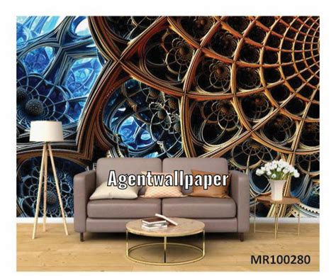 Jual Photowall Mural Dinding 3D Wallpaper Mural Geometri Biru Neon