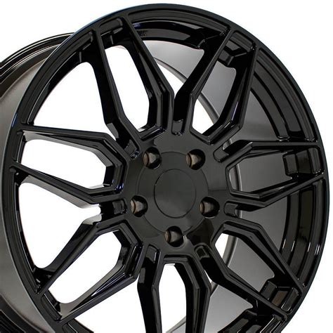 19 Inch Black Rims Fit Chevrolet C8 Corvette CV03 19x8 5 Replica Wheels