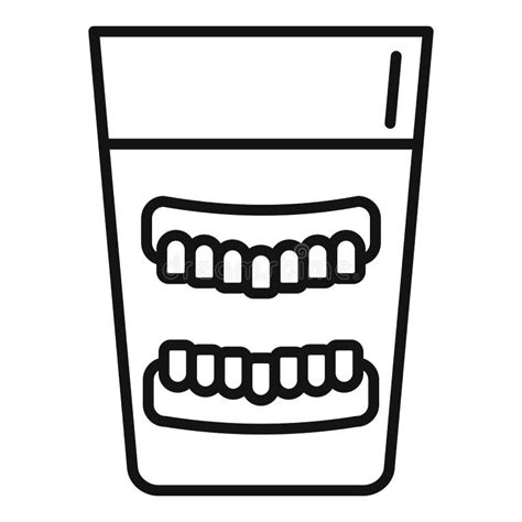 Set Of False Teeth Icon Outline Style Stock Vector Illustration Of