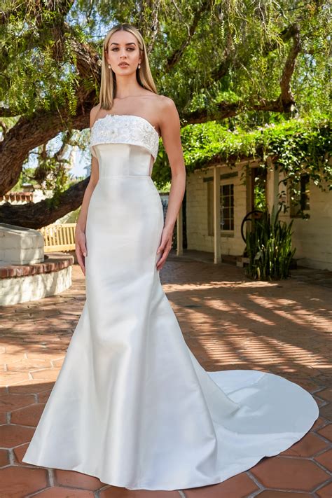 bianca modern  elegant diamond mikado fit flare gown
