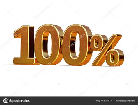 Signo De Descuento De 100 Por Ciento De Oro 3d Fotografía De Stock