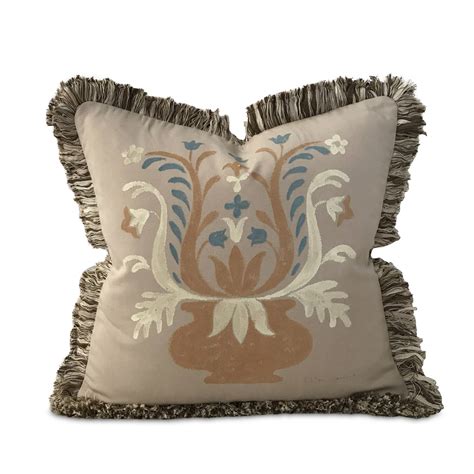 Beige Hand Painted Botanical Outdoor Pillow Cover 18x18 Etsy UK