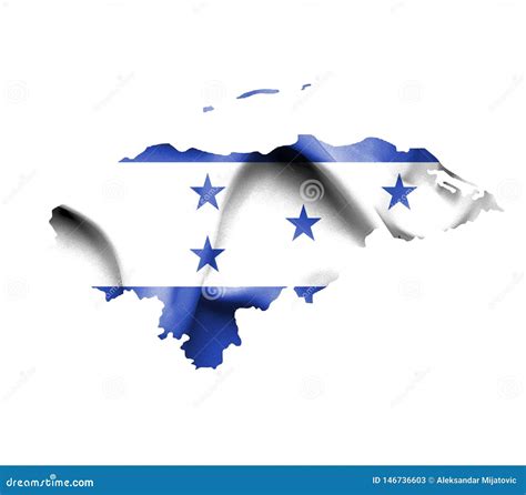 Mapa De Honduras Con La Bandera Que Agita Aislada En Blanco Stock De