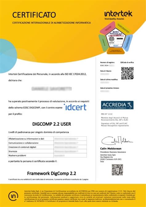 Certificazione Alfabetizzazione Digitale DigComp 2 2 Accredia