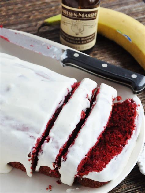 Red Velvet Banana Bread With Cream Cheese Glaze Lightened Up 100