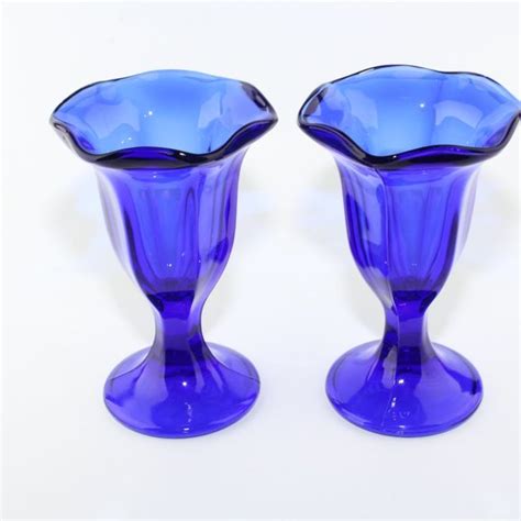 Anchor Hocking Dining Cobalt Blue Ice Cream Sundae Glasses Poshmark