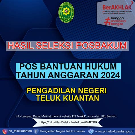 Artikel PENGUMUMAN HASIL SELEKSI POSBAKUM TA 2024 PENGADILAN NEGERI