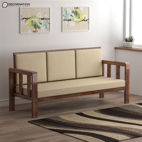 Rijeka Wooden 3 Seater Sofa Brown Decornation