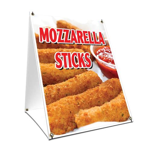 A Frame Sidewalk Mozzerella Sticks Sign With Graphics On Each Side 18