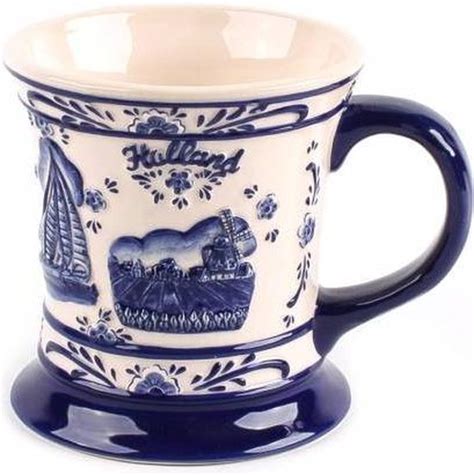 Delfts Blauw Embossed Mok Holland Souvenir Bol