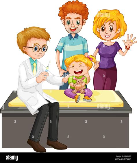 Scene With Doctor And Girl Doing Health Check Up Illustration Stock