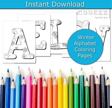 Winter Coloring Pages, Alphabet Coloring Book, Preschool, Winter ...