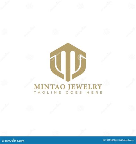 Abstract Initial Letter MJ Or JM Logo In Gold Color Isolated In White