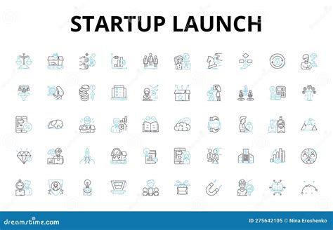 Startup Launch Linear Icons Set Momentum Buzz Launchpad Catalyst